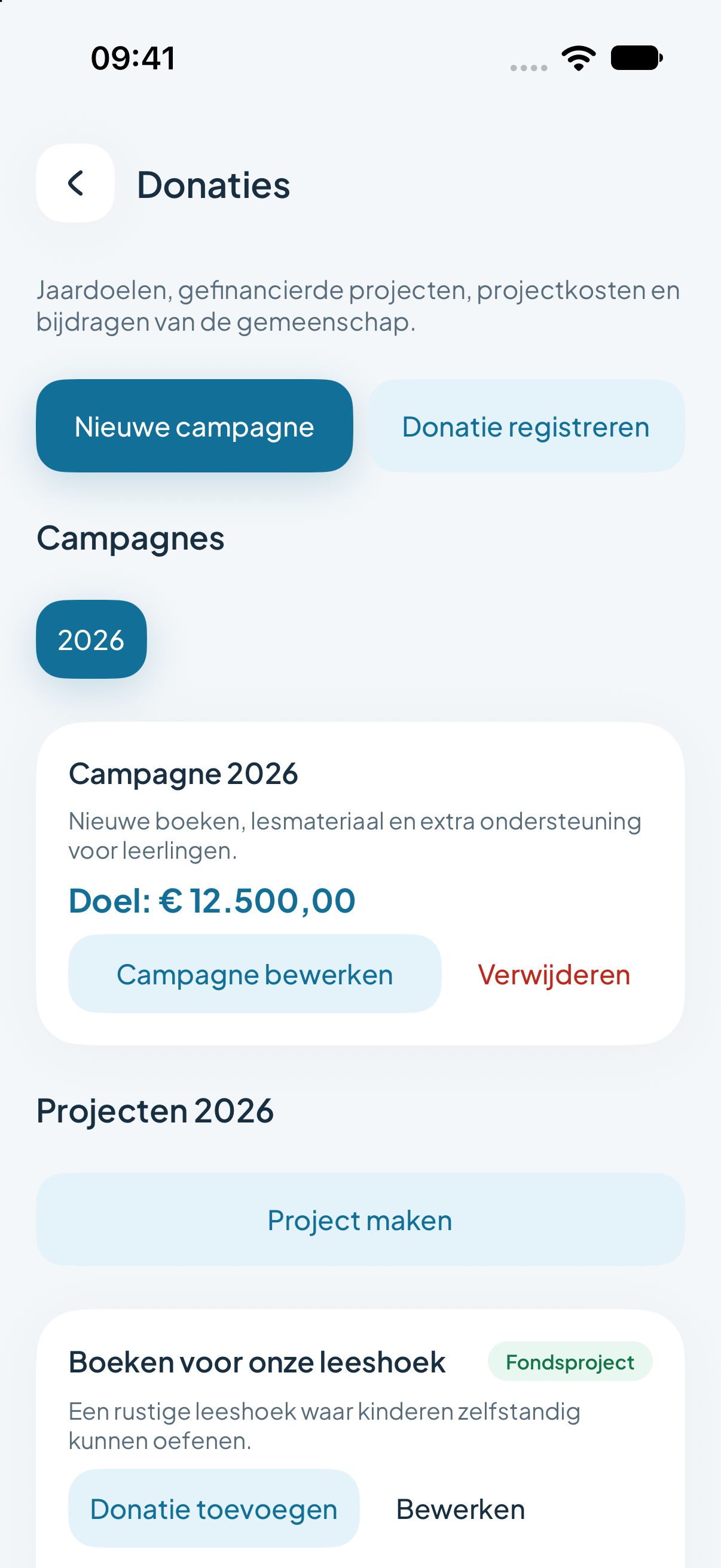 Donatiecampagnes beheren