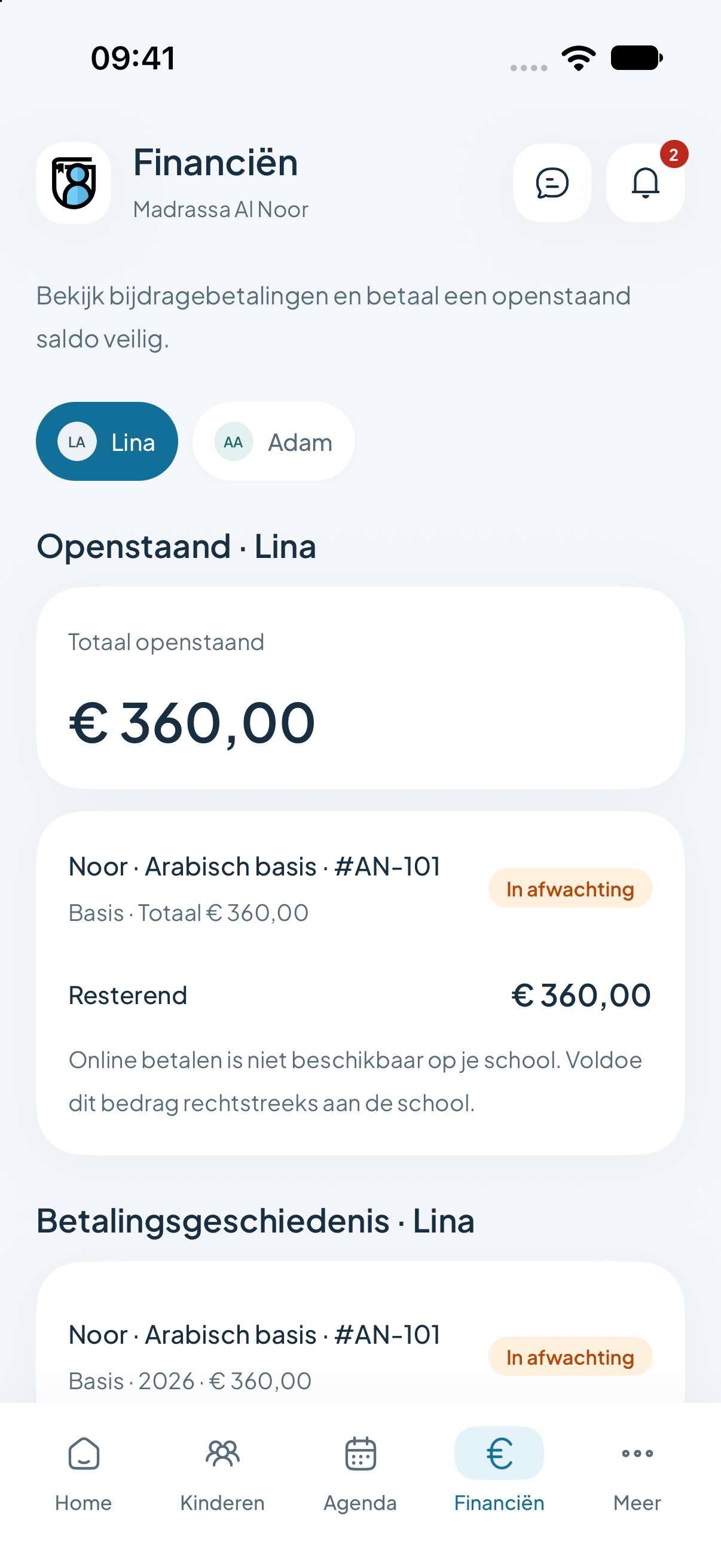 Openstaande bijdrage zoals ouders die zien