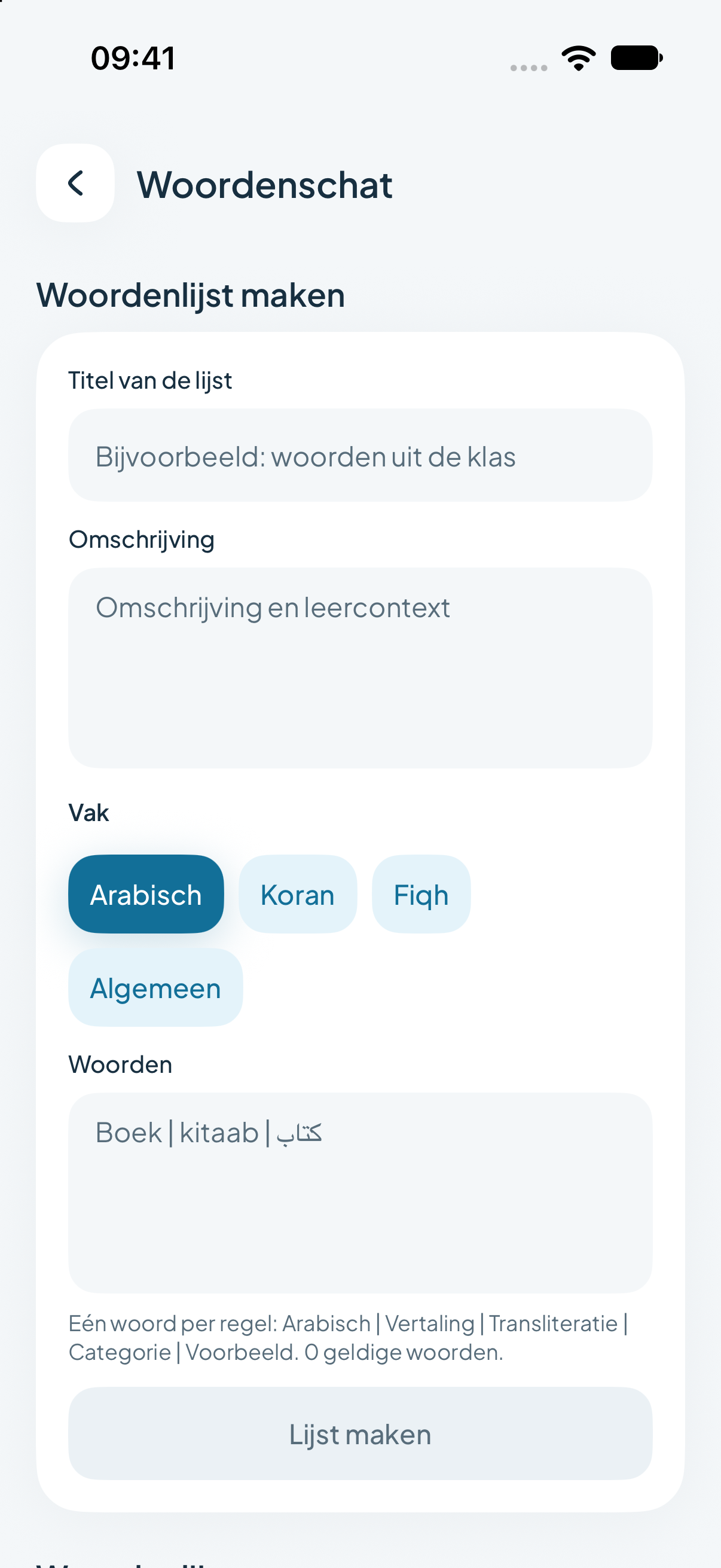 Woordenlijst maken